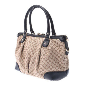Gucci Sukey Canvas GG Calf Beige Handbag Tan Leather Black Diamante